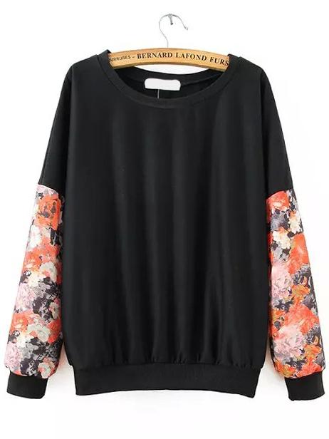 Romwe Dropped Shoulder Seam Florals Sweatshirt