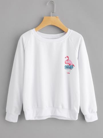 Romwe Flamingo Print Sweatshirt