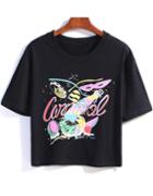 Romwe Fruit Letters Print Round Neck T-shirt