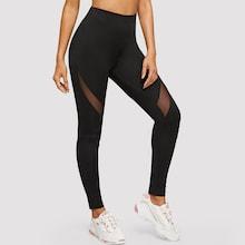 Romwe High Waist Mesh Insert Leggings