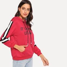 Romwe Kangaroo Pocket Letter Hoodie