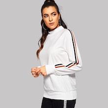 Romwe Tape Detail Raglan Sleeve Sweatshirt