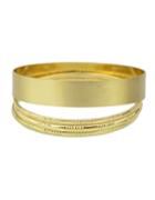 Romwe Gold Plated Wide Bracelet Bangle Set
