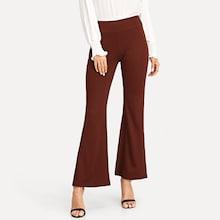 Romwe Solid Flare Leg Pants