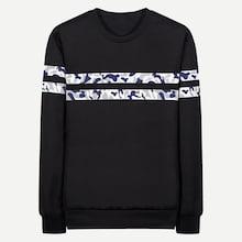 Romwe Men Camo Striped Sweatshirt