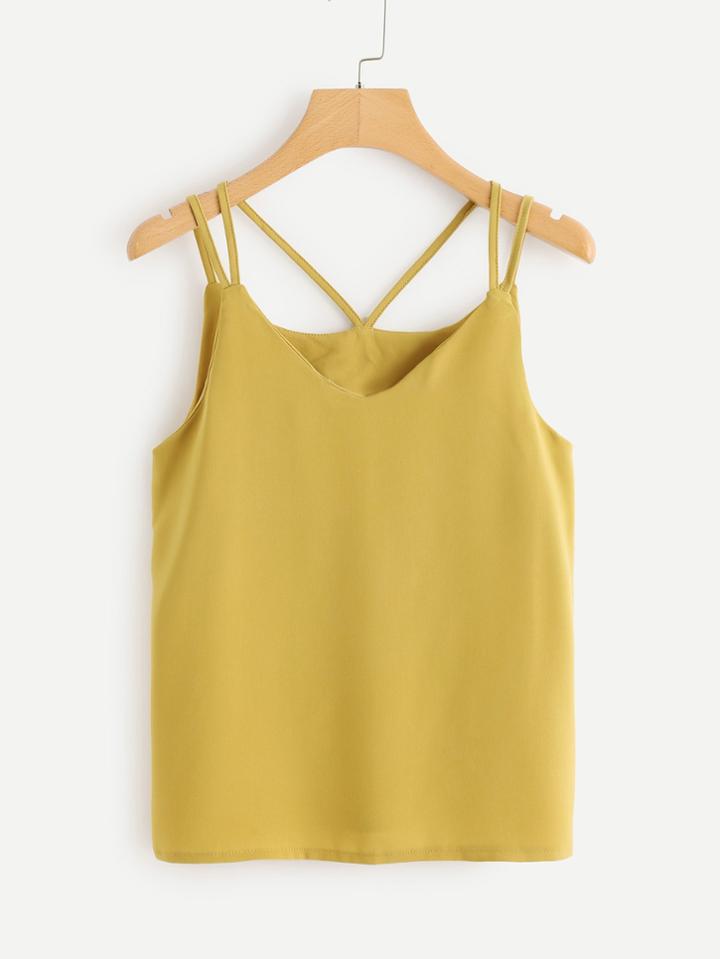 Romwe Solid Strappy Detail Top