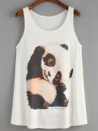 Romwe White Panda Print Tank Top