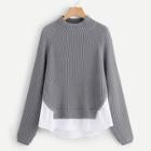 Romwe Raglan Sleeve Contrast Trim Sweater