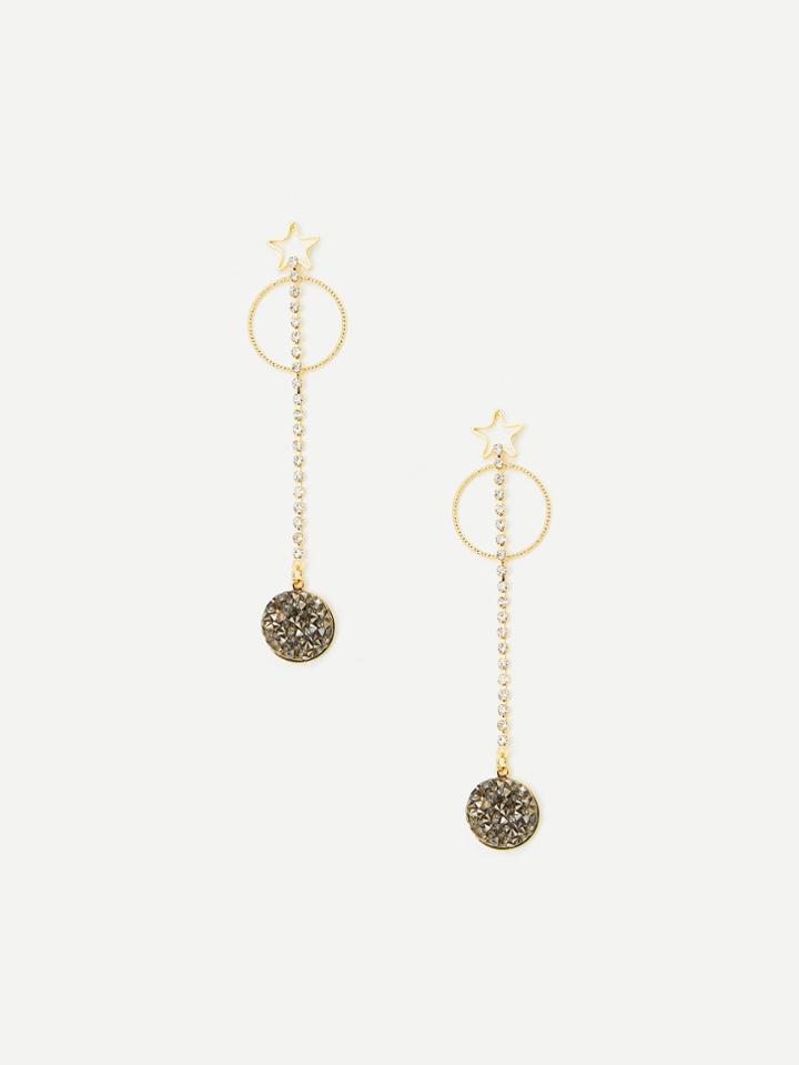 Romwe Star & Ring Top Long Drop Earrings