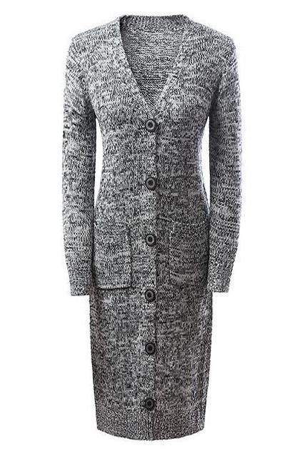 Romwe V Neck Grey Cardigan