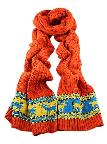 Romwe Deer Print Orange Scarf