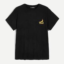 Romwe Guys Banana & Letter Print Pullover Top