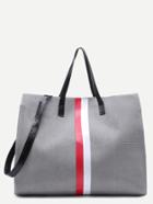 Romwe Grey Canvas Tote Bag With Strap