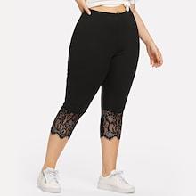 Romwe Plus Lace Contrast Leggings