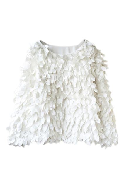 Romwe 3d Petal Embellished Sheer White Blouse