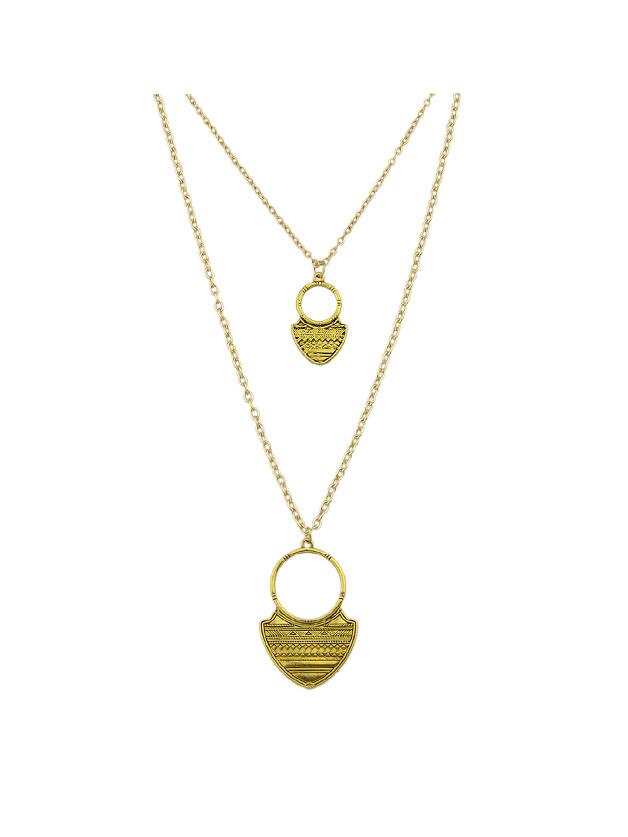 Romwe Gold Long Multi-layer Sweater Necklace
