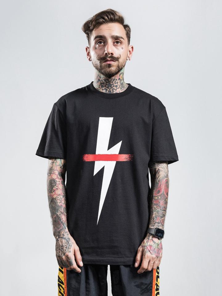 Romwe Men Lightning Print Tee