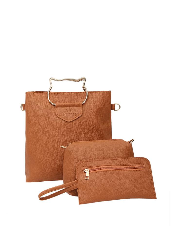 Romwe Cat Ear Handle Pu Bag Set 3pcs