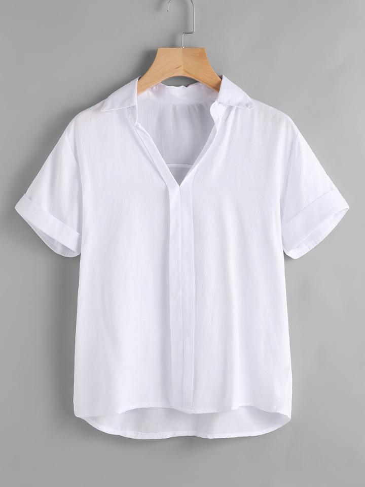 Romwe Rolled Sleeve Blouse