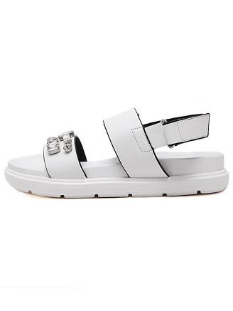 Romwe White Open Toe Rhinestone Sandals