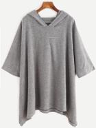 Romwe Grey Hooded Loose Sweatshirt