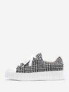 Romwe Gingham Pattern Lace Up Sneakers