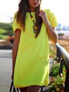 Romwe Yellow Open Back Tunic Dress