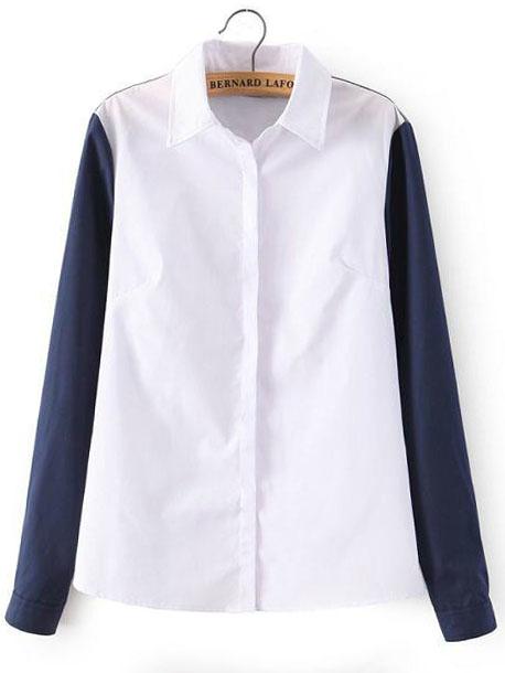 Romwe Color Block Shaped Blouse