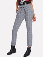 Romwe Frill Trim Plaid Pants