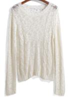 Romwe Lace Hollow Cable Knit Sweater
