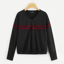 Romwe V-neck Leopard Stripe Pullover