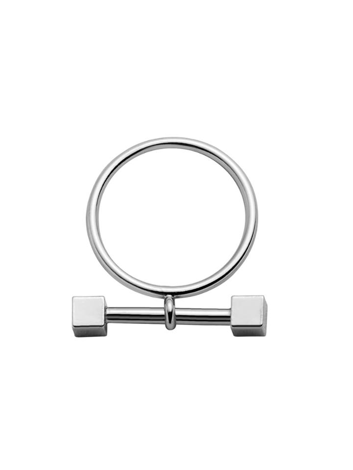 Romwe Silver Plated Dumbbell Ring
