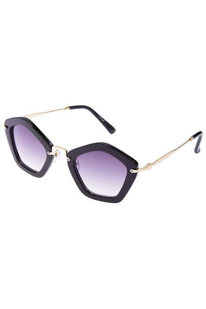 Romwe Romwe Black Pentagon Frame Sunglasses