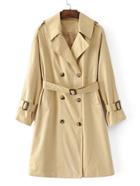 Romwe Double Breasted Trench Coat With Belt