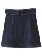 Romwe Blue Zipper Back Denim Skirt With Belt