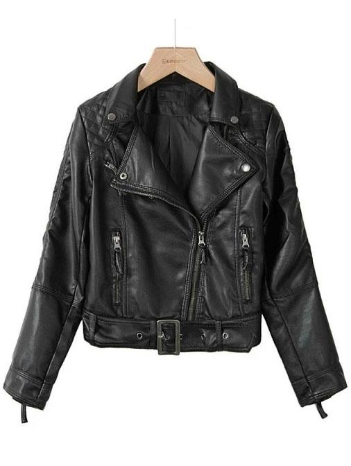 Romwe Oblique Zipper Crop Black Jacket