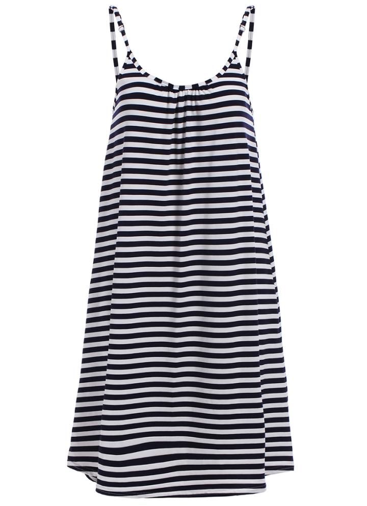 Romwe Spaghetti Strap Striped Shift Dress