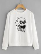 Romwe Skull Head Print Sweatshirt