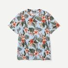 Romwe Guys Allover Jungle Leaf And Floral Tee