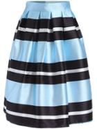 Romwe Striped Flare Color-block Skirt