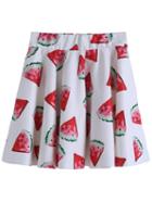 Romwe Watermelon Print Pleated Skirt