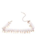 Romwe White Lace Gold Coin Fringe Choker Necklace