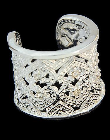 Romwe Silver Hollow Diamond Cuff Ring
