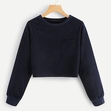 Romwe Round Neck Solid Sweatshirt