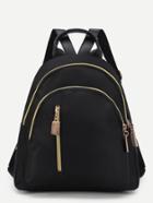 Romwe Vertical Zipper Detail Nylon Backpack