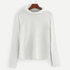 Romwe Split High Neck Solid Tee