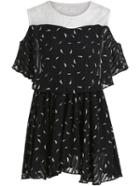 Romwe Color-block Leaves Print Pleated Dress