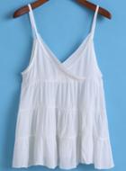 Romwe Spaghetti Strap Loose White Cami Top