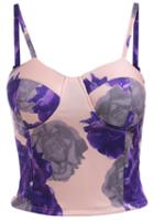 Romwe Spaghetti Strap Floral Slim Vest