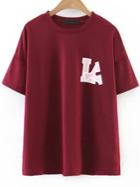 Romwe Red Letter Print Casual T-shirt